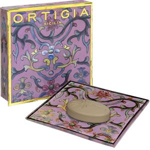 Ortigia Aragona Set Vetro con Sapone - Profumo di Mandorla Siciliana, Gelsomino e Ylang Ylang