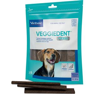 Virbac Veggiedent FR3SH Snack Dentale per Cani Taglia Media - 15 Stick Naturali per Igiene Orale e Alito Fresco