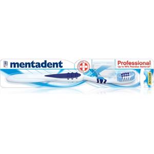 Mentadent Spazzolino Professional - Setole Incrociate, Rimozione Placca, Testina Piccola