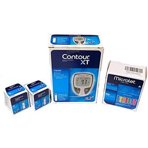 Baye Contour xt - Kit misuratore di glicemia + Contour Next Strisce Reattive per Glicemia 2 x 50 Pezzi + Lancette Microlet 200 unità