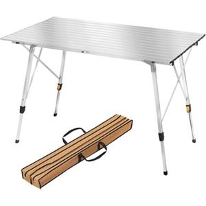 WOLTU Tavolo da Campeggio Pieghevole Portatile in Alluminio per Picnic Giardino Altezza Regolabile 120x68,5x59/78,5 cm Argento