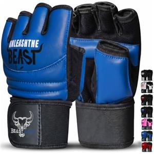 BEAST RAGE Punch Bag Taekwondo Karate Guanti per uomini e donne, Mezzo dito MMA Kickboxing Sparring Arti Marziali Boxe Guanti di formazione - Allenamenti leggeri, Muay Thai