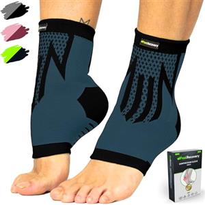 Feel Recovery 2 Tutore Caviglia per Uomo e Donne - Cavigliere Elastiche a Compressione - Fascia Sportive per Distorsioni, Running, Calcio e Sport - Traspiranti e Antiscivolo (M, Nero)
