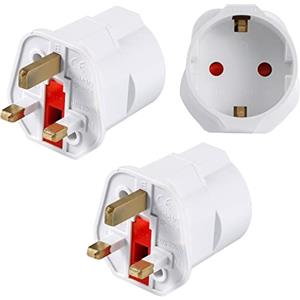 Neuftech - 2x Adattatore Universale da Viaggio UK Regno Unito a Presa Europea EU Italia (schuko) per GB, Inglese, Bianco (Bianco)