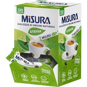 MERISANT Misura Stevia in Bustine, Bustine con Cristalli Finissimi, Zero Calorie, Vegano, Senza Glutine, Senza Aspartame, Pratica Confezione per Bar, Ristoranti e Uffici, 130 Bustine Stevia