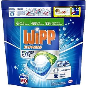 WIPP EXPRESS Natural Honey Wipp Express Power Caps Detersivo in capsule per lavatrice, 20 dosi, pulizia profonda, efficace in acqua fredda