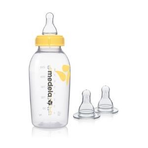Medela Biberon 250 ml con Tettarella a Flusso Medio - Privo di Bisfenolo-A per Latte Materno