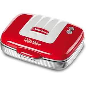 Ariete 1973 Waffle Maker Party Time - Piastra Elettrica per Waffle - Piastre Antiaderenti - 700 Watt - Rosso