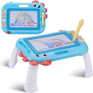 Fentar Lavagna Magica per Bambini, Lavagna Bambini con Gambe Rimovibili e Penne, Lavagnetta Cancellabile Magnetica 4 Zone di Colore, Giocattoli Educativi Regalo Bimbo 2 3 4 Anni (Blu)