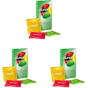 Durex Tropical Preservativi Aromatizzati alla Frutta (Banana, Mela, Fragola e Arancia), 6 Profilattici (Confezione da 3)