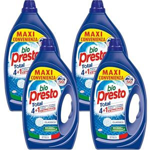 Bio Presto Liquido Classico Detersivo Lavatrice Liquido, Nuova formula con Smacchiatore, confezione da 200 lavaggi