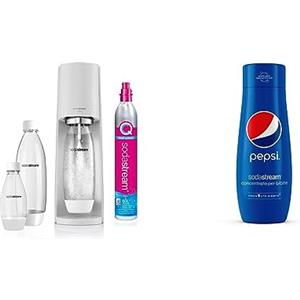 SodaStream Terra Megapack, Gasatore d'acqua per trasformare l'acqua in acqua frizzante & Concentrato per Preparazione di Bevande Dissetanti Gassate al Gusto Pepsi, 440 ml