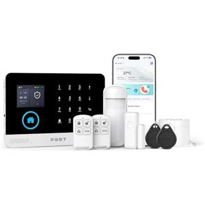 PGST Sistema di allarme Casa WIFI GSM, Allarme Antieffrazione per Finestre e porte con Telecomando e APP Tuya Smartlife, Allarme di sicurezza per camper/appartamento/garage, funziona con Alexa