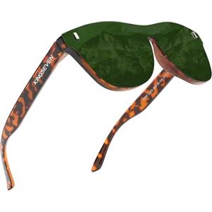 KINGSEVEN Occhiali da sole polarizzati Uomo Donna Occhiali da sole retrò Maschile Sport all'aria aperta Golf Ciclismo Pesca Escursionismo Occhiali full frame a specchio 756 (Verde)