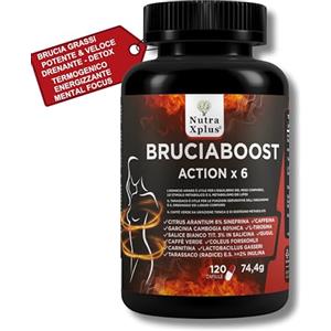 Nutra Xplus Brucia Grassi Potenti Veloci 120caps | Termogenico Brucia Grassi Addominali | Drenante Forte Dimagrente | integratori per dimagrire per Uomo Donna Detox Garcinia Cambogia Carnitina Caffè