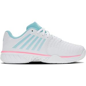 K-Swiss Express Light 3 Padel, Scarpe da Tennis Donna, White Soft Neon Blue Neon Bubble Gum, 37.5 EU