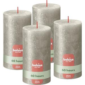 BOLSIUS - Candela rustica a pilastro luccicante - Champagne - 13 x 7 cm - Confezione da 4 -Non gocciolante - Candele non profumate - lunga durata di 60 ore