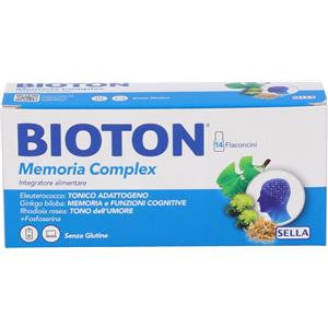 SELLA Bioton Memoria Complex - Integratore Alimentare per Memoria e Concentrazione con Ginkgo, Eleuterococco e Rhodiola - 14 Flaconcini da 10 ml