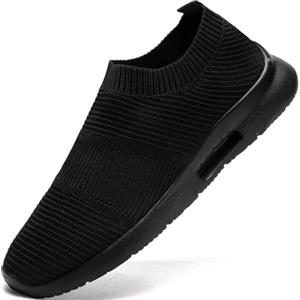 JUEQIBAA Sneaker Uomo Infilare Slip on Sneakers Scarpe Senza Lacci Scarpe da Running Corsa Leggero Corsa Camminare Scivolare Scarpe da Ginnastica Outdoor Jogging Sportive Scarpe Nero 46