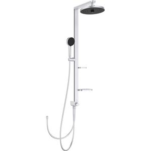 Ideal Standard - Alu+, Colonna doccia in alluminio con deviatore, Struttura doccia con mensole a libera installazione, Set dotato di doccetta e soffione a due funzioni e tubi flessibili, Matt silver