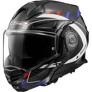 LS2, Casco Moto Modulare ADVANT X CARBON FUTURE Gloss White Blue Red, XS