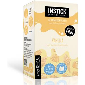INSTICK Bevanda Istantanea Senza Zucchero al Gusto Vaniglia - 12 Bustine da 2g, Vegana e Basso Contenuto Calorico