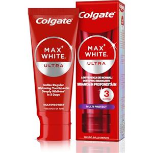 Colgate Dentifricio Sbiancante Max White Ultra Multiprotect 50ml | Denti più bianchi in 3 giorni* | Protegge lo smalto e i Denti Sensibili | Sbiancamento denti | Rimuove Macchie Profonde