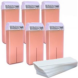 DEPILIA Cera Depilatoria Ceretta Kit 6 Rullo 100 ml Zinco Argan con 50 Strisce Liposolubile Made In Italy Per Pelli Sensibili Indolore Silkepill Waxing Ricariche Per Gambe Zona Intimo Bikini Ascelle Braccia