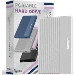 SUHSAI Disco Rigido Esterno da 1 TB HDD Backup Dati - Espansione di Memoria da 2,5 USB 3.0 Disco Rigido Portatile Compatibile con Mac, Desktop, PC, PS4, PS5 (Argento)