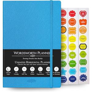 Wordsworth Planner Agenda settimanale e mensile Wordsworth senza data, agenda vuota con puntini, agenda settimanale con copertina rigida, senza data, carta A5 di alta qualità 120 g/mq, foglio mensile, agenda con puntini