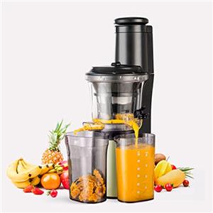 Wiltal Slow Juicer - Spremiagrumi elettrico per frutta, verdura, melograno, agrumi, sorbetti, 76 mm, con bocca larga, senza BPA, 150 W, colore: Nero