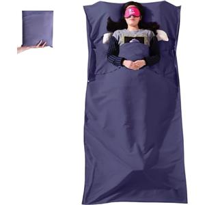 Azarxis Sacco a Pelo Cotone Sacco Lenzuolo Singolo Matrimoniale Pronto Letto Lenzuola da Viaggio Campeggio Camper Trekking Casa Hotel (180 x 210 cm, Viola Scuro)