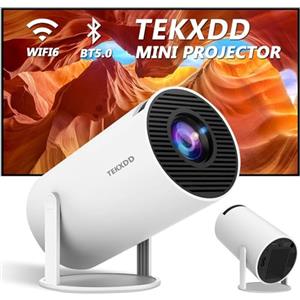 TEKXDD Mini Proiettore 4K,Proiettore Portatile WiFi 6 BT 5.0, Proiettore 1080p Full Hd,Videoproiettore 180° Rotabile Proiettore per Smartphone/TV/pc,Video Proiettore Supporta Correzione Trapezoidale