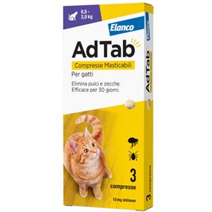 AdTab Elanco Compresse masticabili Antiparassitario orale per gatti Gatti fino a 2 kg - Antiparassitario per gatti - 1° ORDINE? fino al 20% di sconto