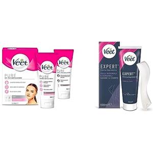 Veet Kit Completo Depilazione Viso, Crema Depilatoria e Crema Post Epilazione, 2x 50 ml + Veet Expert Crema Depilatoria Gambe e Corpo Pelli Normali e Sensibili, 100 ml