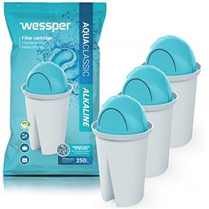 Wessper Cartucce Filtranti per Acqua Alcalina Compatibile con BRITA Classic, Dafi Classic, Dafi Atria, Aquaphor Standard - Confezione da 3
