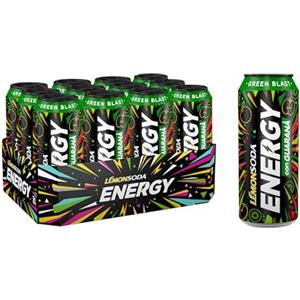 FONTI DI CRODO 1931 LEMON SODA Lemonsoda Energy | Green Blast, Energy Drink con Guaranà, Succo di Mela e Kiwi, 12 Lattine da 50 cl, con Vitamine e Caffeina