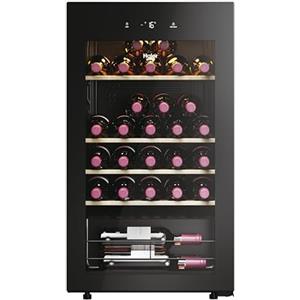 Haier HWS34GGH1 - Climatizzatore per vino serie 50 3, per 34 bottiglie, WiFi e app hon, 1 zona, compressore a bassa vibrazione, porta in vetro resistente ai raggi UV, 4 ripiani in legno, illuminazione