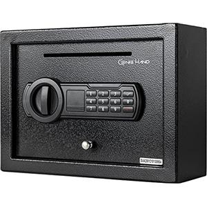 Genie Hand | Cassaforte Elettronica da Cassetto di Deposito da Armadio Piccola Cassetta di Sicurezza con Codice a Combinazione e Chiave a Serratura B-Class e Sistema Anti Bounce Casseforti per Soldi