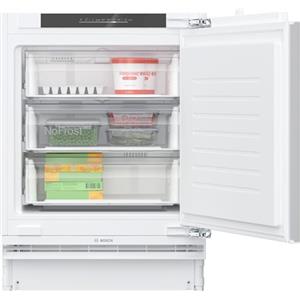 Bosch GUN21ADE0, serie 6, Congelatore Smarter sottopiano 82 x 60 cm, nicchia 85 l, prodotto in Germania, NoFrost, congelamento più veloce, molto silenzioso con soli 35 dB, cerniera piatta con ingresso