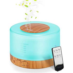 YONGYAO Diffusore di aromi 500ml + timer per aromaterapia, diffusore di oli elettrico, 7 colori LED a distanza ultrasuoni diffusore per oli essenziali, umidificatore per camera da letto yoga salone