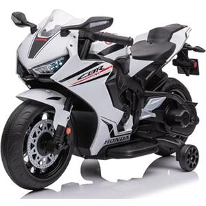 Mondial Toys Moto elettrica per bambini Honda CBR 1000 12V di Mondial Toys Motocicletta elettrica con accelleratore a pedale con Luci a LED e Suoni integrati Bianco