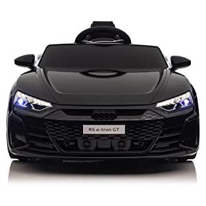 TOYSCAR Macchina Elettrica Per Bambini Audi RS e-Tron Auto Elettrica Per Bambini Telecomandata Sedile In Pelle Porte Apribili Doppio Motore Elettrico 12V Carico 25 Kg TOYSCAR Nero