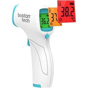 Boston Tech Termometro medico digitale a infrarossi senza contatto per persone e superfici Memoria di lettura precisa di 20 misurazioni Allarme febbre 3 colori Per bambini e adulti Include batterie Modello ME108