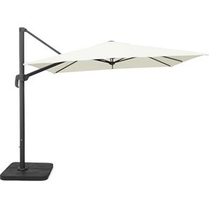 FP-TECH OMBRELLONE DA GIARDINO DECENTRATO 3X3 ORIENTABILE GIREVOLE A 360° PALO ALLUMINIO (Struttura Antracite e Telo Bianco)