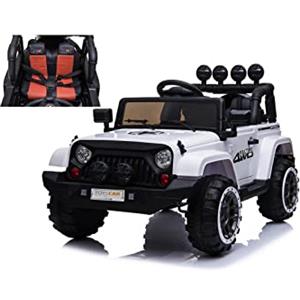 TOYSCAR Macchina Elettrica Per Bambini Fuoristrada Adventure Full Optional Auto Elettrica Per Bambini Telecomandata Sedile In Pelle Porte Apribili Doppio Motore Elettrico 12V TOYSCAR Bianca