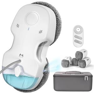 HUTT C65 Robot Lavavetri Finestre con Serbatoio, Robot Lava Vetri Elettrico a Pulizia di Lava con Telecomando, 3800Pa, Acqua Spruzzo, Funziona su Tutte Le Superfici Liscie, con 10pcs Panno, Valigia