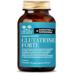 Salugea Glutatione Forte Salugea - Integratore 100% Naturale - Con Glutatione Ridotto, Quercetina, Naringenina, Selenio e OxiP®