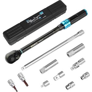 SHALL Set di chiavi dinamometriche da 11 pezzi da 3/8, (5-60 Nm) Doppia direzione regolabile a 72 denti, Adatto per la manutenzione di auto e moto, Con asta di prolunga e scatola di immagazzinaggio
