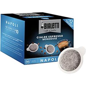 Bialetti Cialde Ese Monodose per Caffè Espresso, Gusto Napoli (Forte), 100% Compostabili, Cacao, 50 Unità